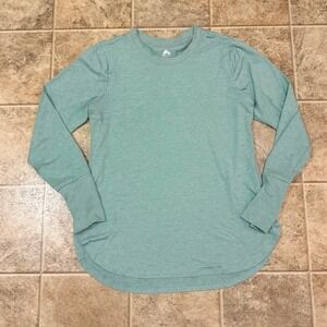 RBX Womens Sage Green Heathered Long Sleeve Active Top Thumbholes Size M